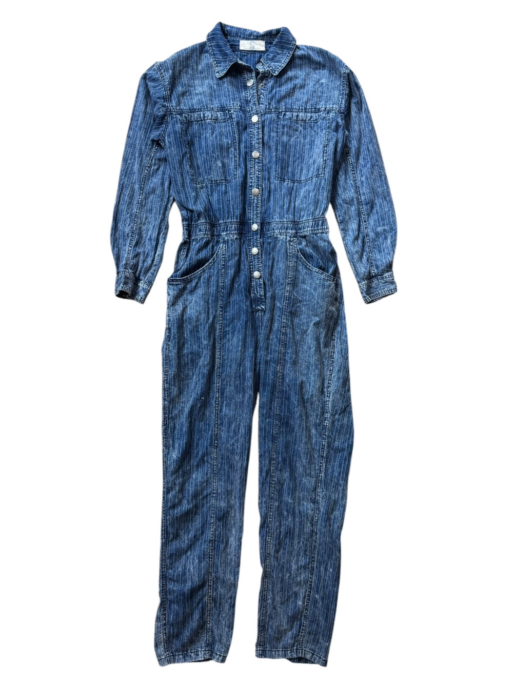 Free People We The Free Ari Denim Striped Coverall Jumpsuit size S - Picture 5 of 12